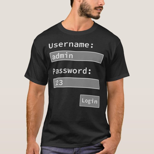 Camiseta Login Form, Username Admin Password 123, Software  (Anverso)