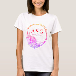 Camiseta Logo de ASG en rosa y naranjas (nombre en reverso)