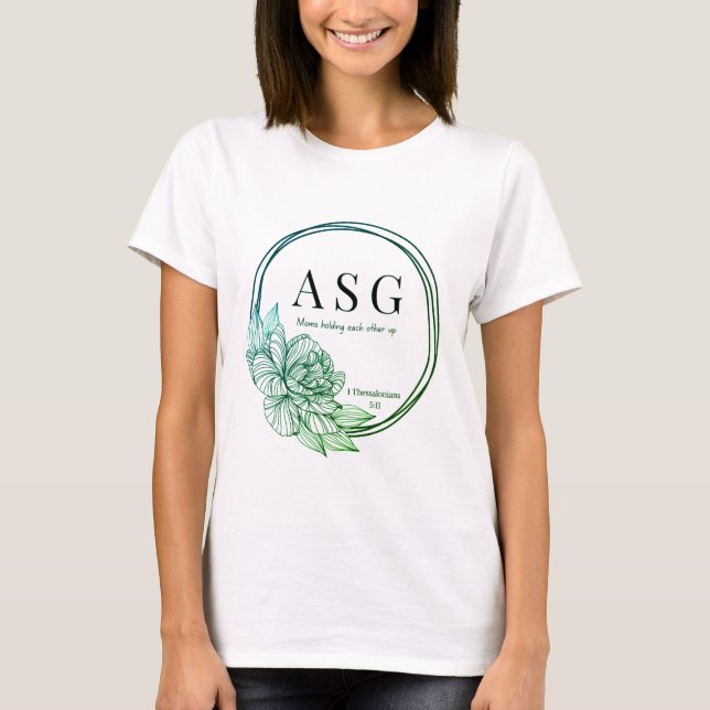 Camiseta Logo de ASG en verde y azul (nombre en la parte po (Anverso)