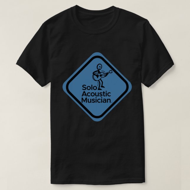 Camiseta Logo de Black Tee Blue de un músico acústico solo (Diseño del anverso)