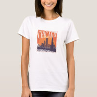 Logo de Chicago Illinois Vintage Skyline City