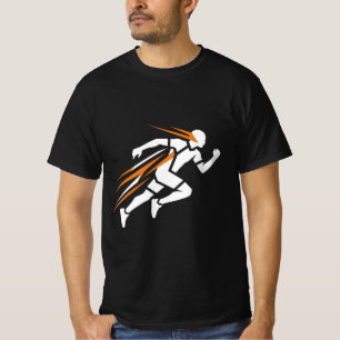 Camiseta Logo de corredor dorado Diseño de movimiento depor