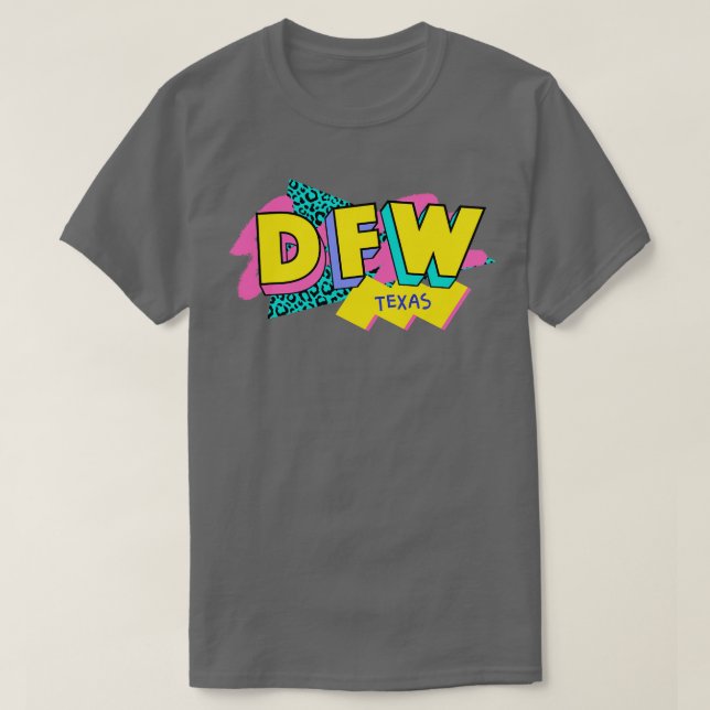 Camiseta Logo de Dallas Ft Worth Texas Retro 90 (Diseño del anverso)