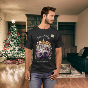 Camiseta logo de foto de equipo de oro negro de Navidad