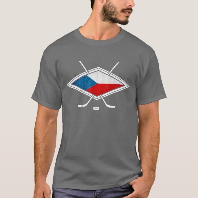 Camiseta Logo de la bandera de hockey checo český (Anverso)