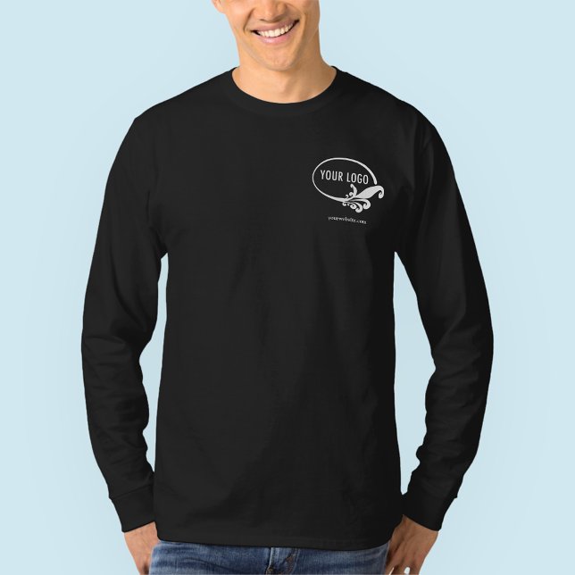Camiseta Logo de la Compañía Personalizado de Camisas de La (MISOOK Black Long Sleeve Shirt with Logo)