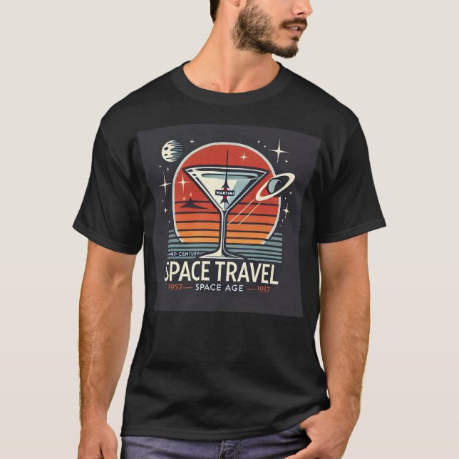 Camiseta Logo de la era espacial Martini Space Travel 1957 (Anverso)