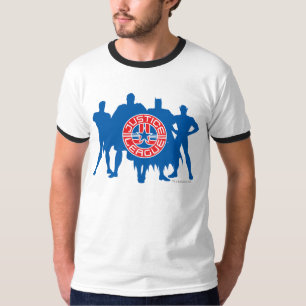Camiseta Logo de la Liga de la Justicia y fondo de carácter