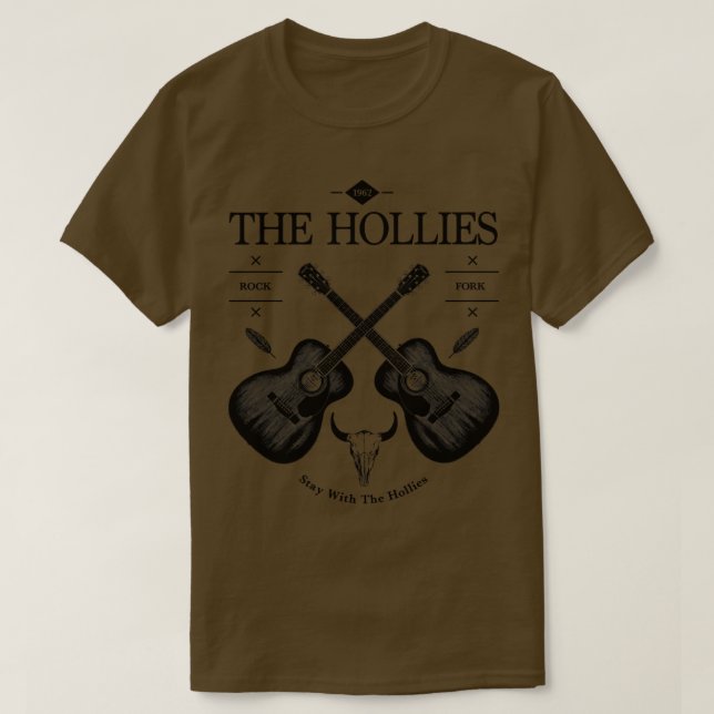 Camiseta Logo de la Viñeta de Guitarra Acústica Hollies (Diseño del anverso)