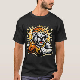 Camiseta Logo de mascota de bulldog de baloncesto - crema y