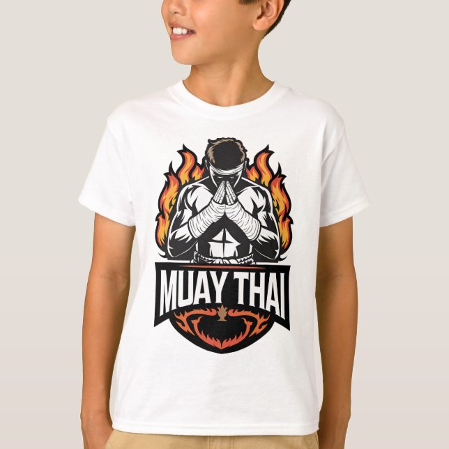 Camiseta Logo de Muay Thai - Luchador de Boxeo Tailandés (Anverso)