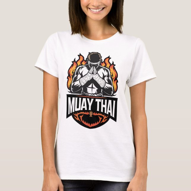 Camiseta Logo de Muay Thai - Luchador de Boxeo Tailandés (Anverso)