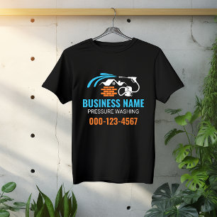 Camiseta Logo de Negocio de Lavado a Presión Blue Orange