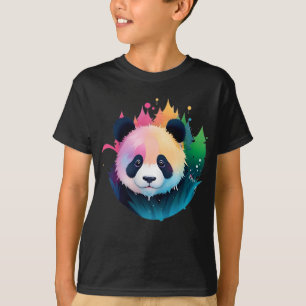 Camiseta Logo de Panda Bear Portrait Forest Paint Splash