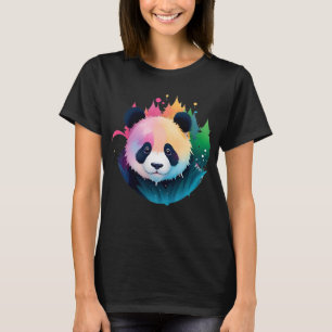 Camiseta Logo de Panda Bear Portrait Forest Paint Splash