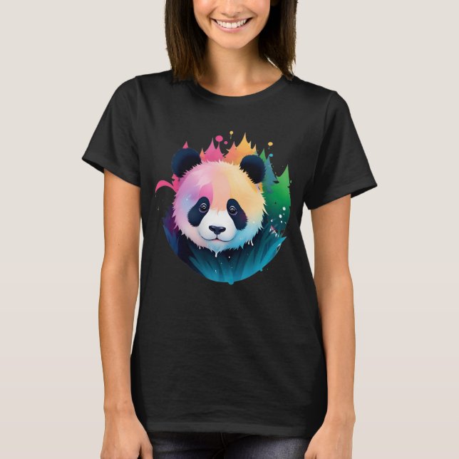 Camiseta Logo de Panda Bear Portrait Forest Paint Splash (Anverso)
