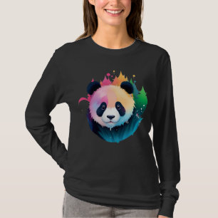 Camiseta Logo de Panda Bear Portrait Forest Paint Splash