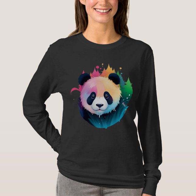 Camiseta Logo de Panda Bear Portrait Forest Paint Splash (Anverso)