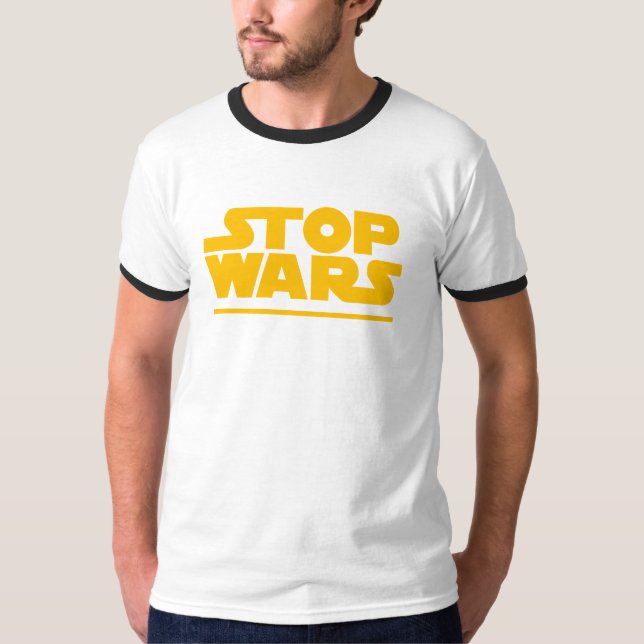 Camiseta Logo de Parodia Detener Guerras (Anverso)