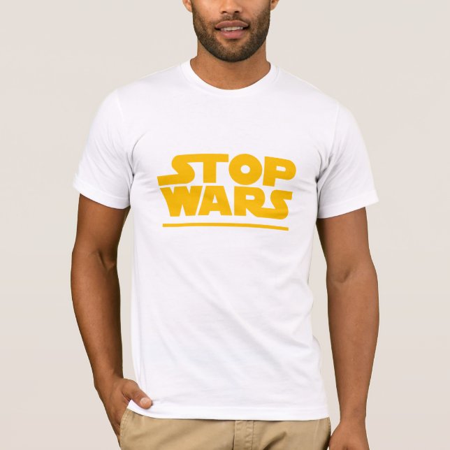 Camiseta Logo de Parodia Detener Guerras (Anverso)