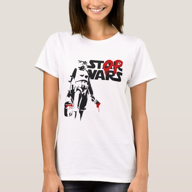 Camiseta Logo de Parodia Detener Guerras (Anverso)