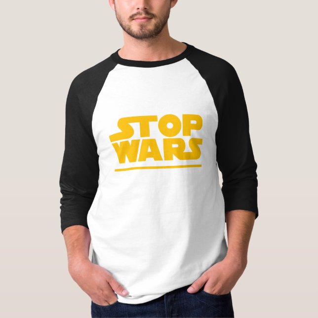 Camiseta Logo de Parodia Detener Guerras (Anverso)