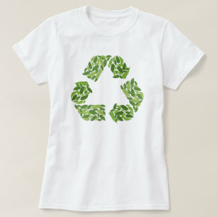 Camiseta Logo de reciclaje hecho de hojas verdes