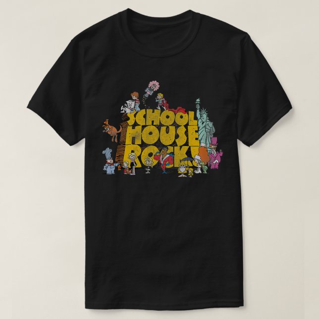 Camiseta Logo de rock escolar con personajes (Diseño del anverso)