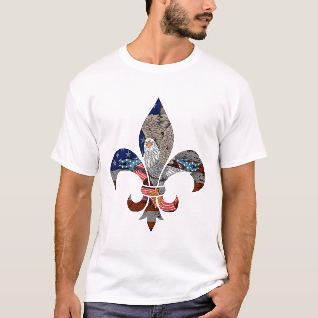 Camiseta Logo De Scout Patriótico Eagle De La Bandera De Lo (Anverso)