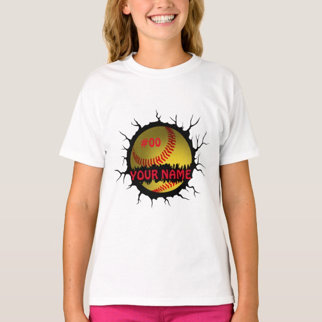 Camiseta Logo de Softball, nombre personalizado de Softball (Anverso)