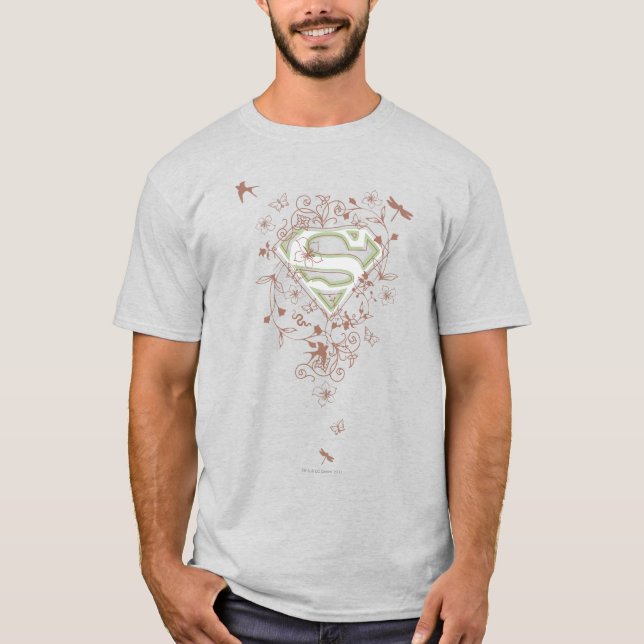 Camiseta Logo de Supergirl Green Floral (Anverso)