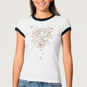 Camiseta Logo de Supergirl Green Floral