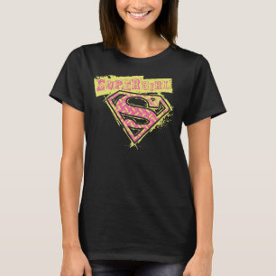 Camiseta Logo de Supergirl Grunge Rosa