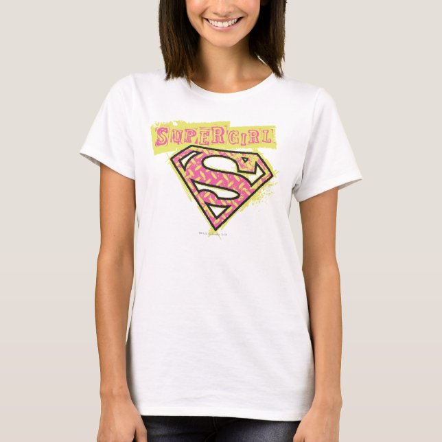 Camiseta Logo de Supergirl Grunge Rosa (Anverso)