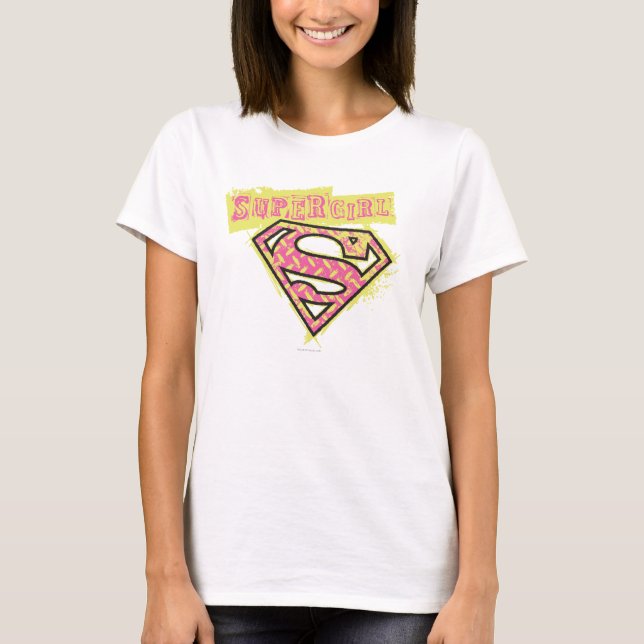 Camiseta Logo de Supergirl Grunge Rosa (Anverso)