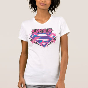 Camiseta Logo de Supergirl Pink and Purple Grunge