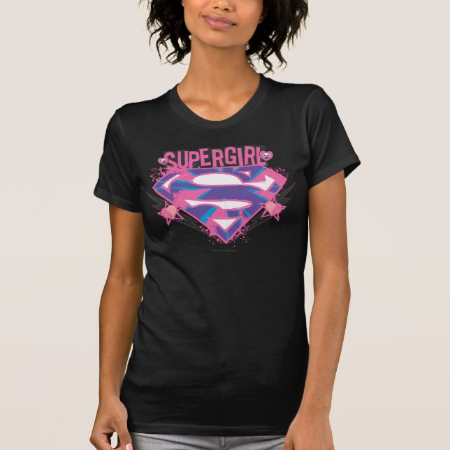 Camiseta Logo de Supergirl Pink and Purple Grunge (Anverso)