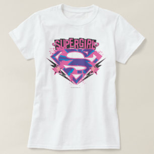 Camiseta Logo de Supergirl Pink and Purple Grunge