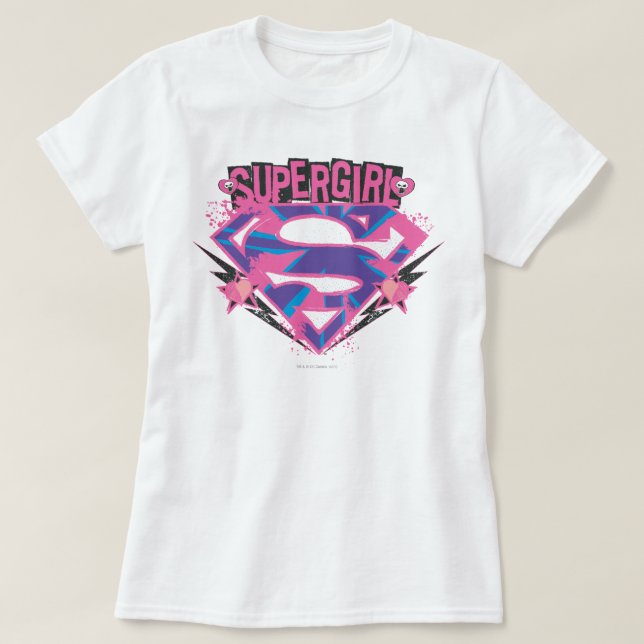 Camiseta Logo de Supergirl Pink and Purple Grunge (Diseño del anverso)