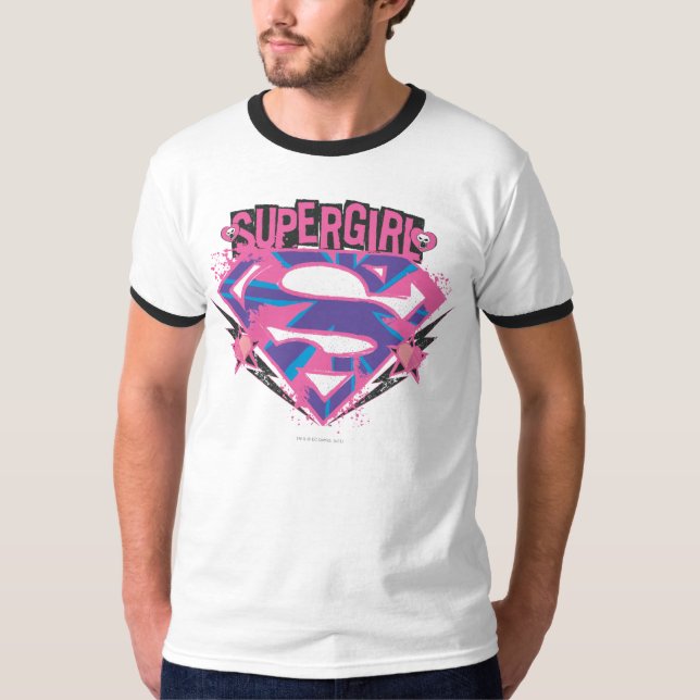 Camiseta Logo de Supergirl Pink and Purple Grunge (Anverso)