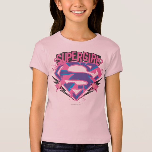 Camiseta Logo de Supergirl Pink and Purple Grunge (Anverso)