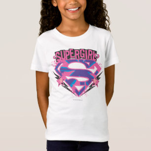Camiseta Logo de Supergirl Pink and Purple Grunge