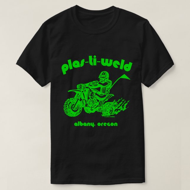 Camiseta Logo de Tres ruedas Plas-Ti-Weld en verde Kawasaki (Diseño del anverso)