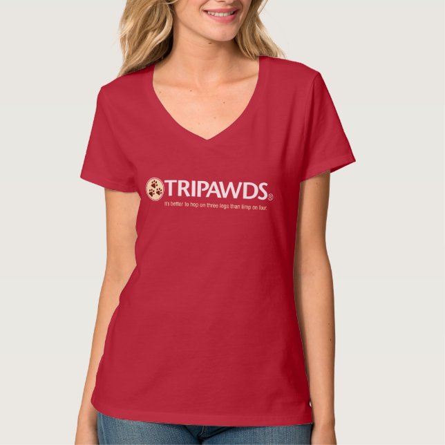 Camiseta Logo de Tripawds T (mujeres, oscuras) (Anverso)