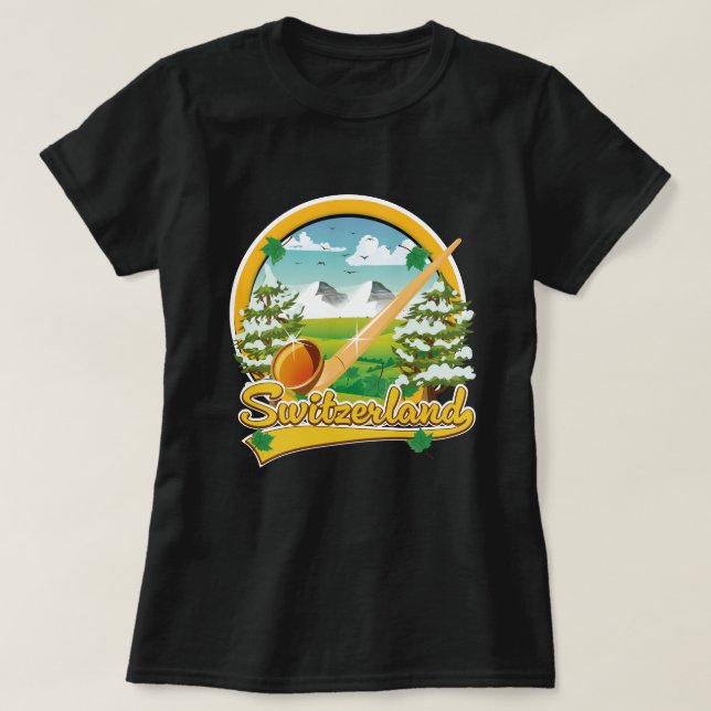 Camiseta Logo de viaje retro de Suiza (Diseño del anverso)