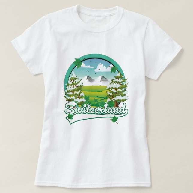Camiseta Logo de viajes retro de Suiza (Diseño del anverso)