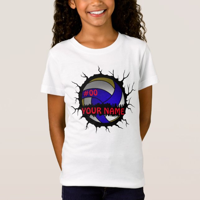 Camiseta Logo de voleibol, nombre personalizado de voleibol (Anverso)