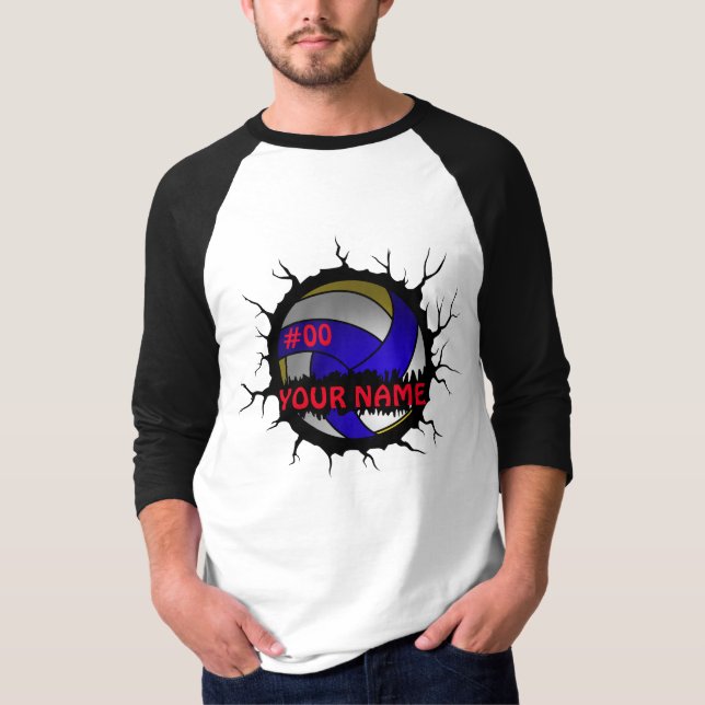 Camiseta Logo de voleibol, nombre personalizado de voleibol (Anverso)