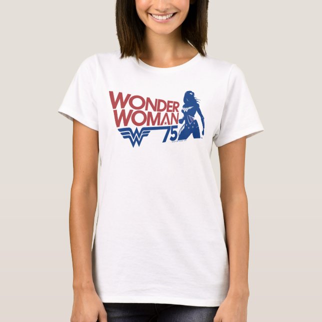 Camiseta Logo del 75º aniversario de la Mujer Maravilla, ro (Anverso)