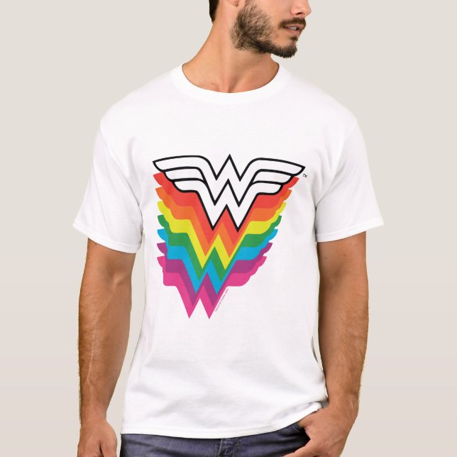 Camiseta Logo del arco iris de mujer maravilla (Anverso)